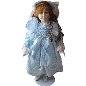 Scmid Doll House 24" Porcelain Doll in Victorian Style Dress - Vintage 1990s